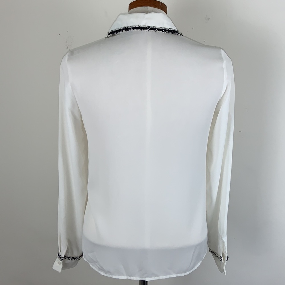Zara Basic Sheer Eggshell Color Button Down Blous… - image 3
